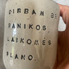 Speckled tumbler mug with saying about work