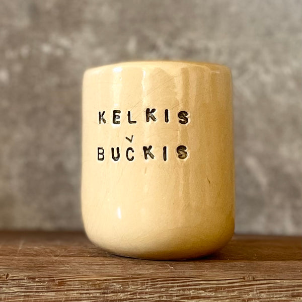 Geltonas puodelis KELKIS BUČKIS