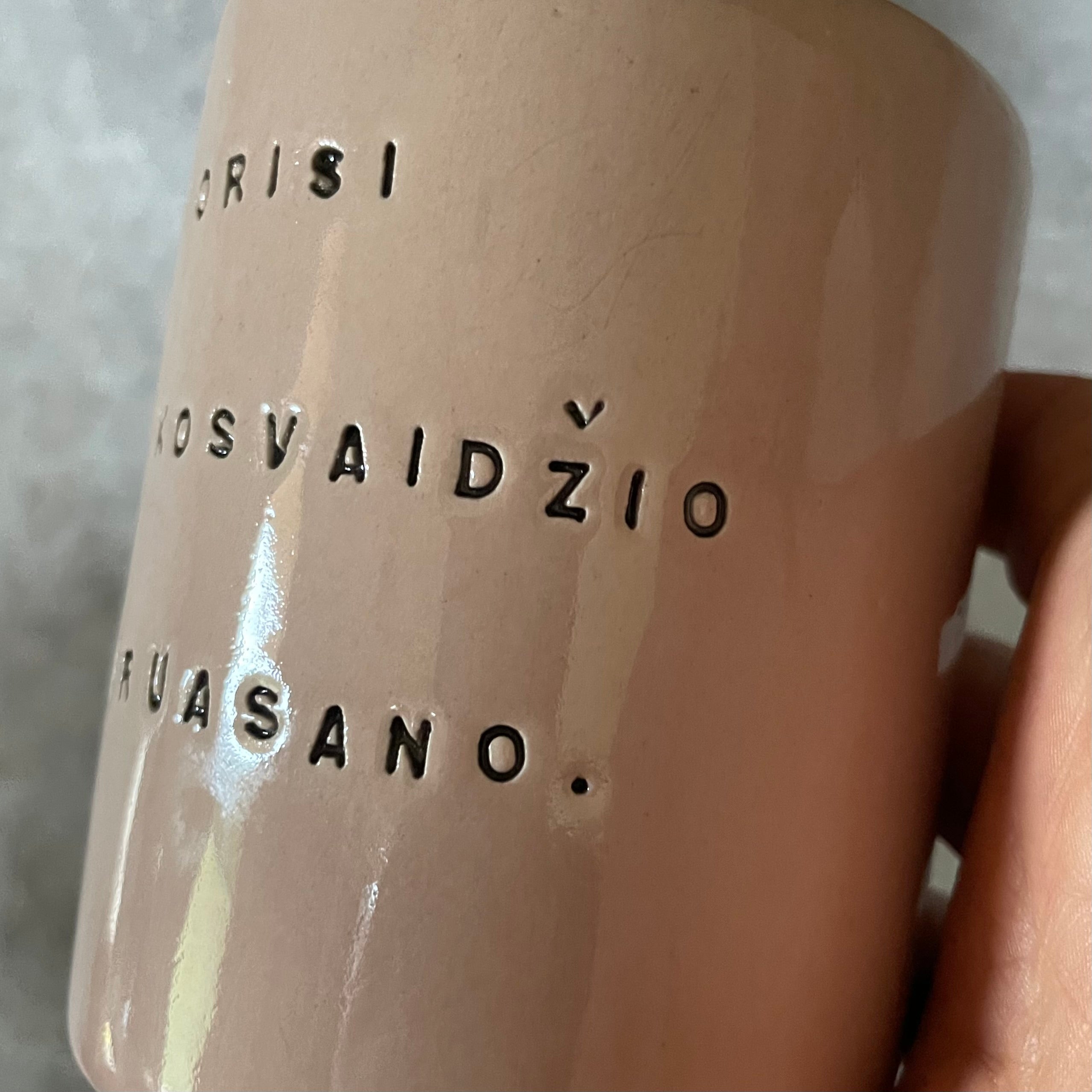 Mug without handle with funny phrase