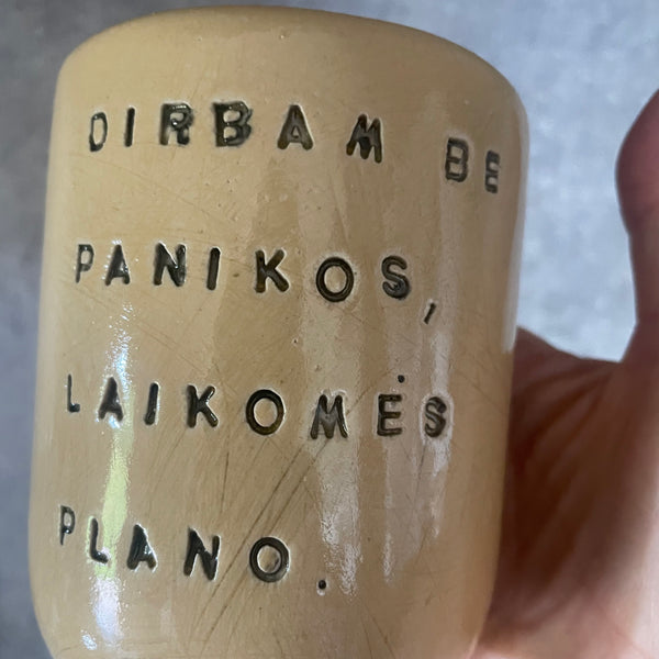 Yellow big tumbler mug with saying about work