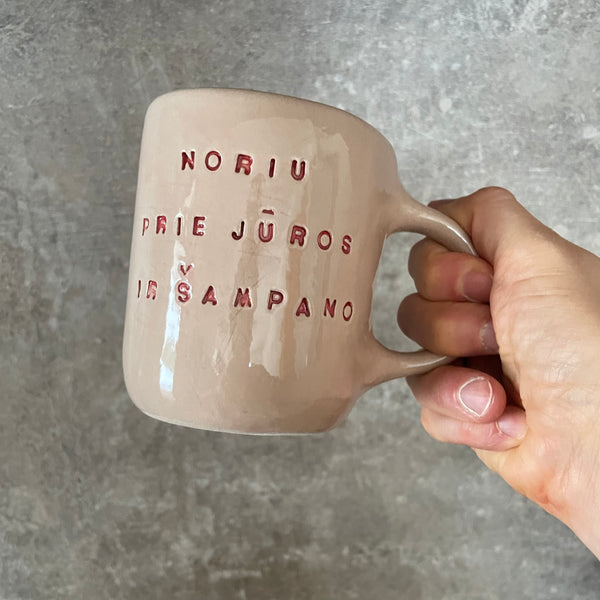 Rausvas puodelis ŠAMPANO