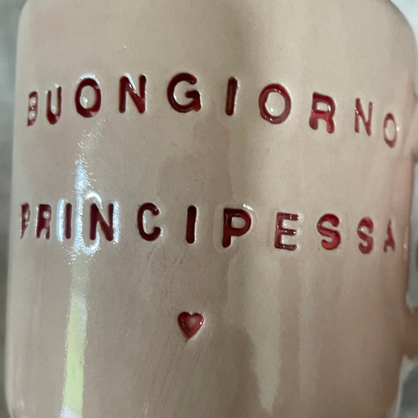 Pink handmade mug for her
