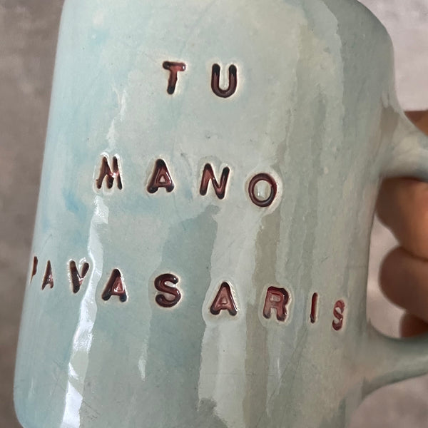 Light blue mug about spring