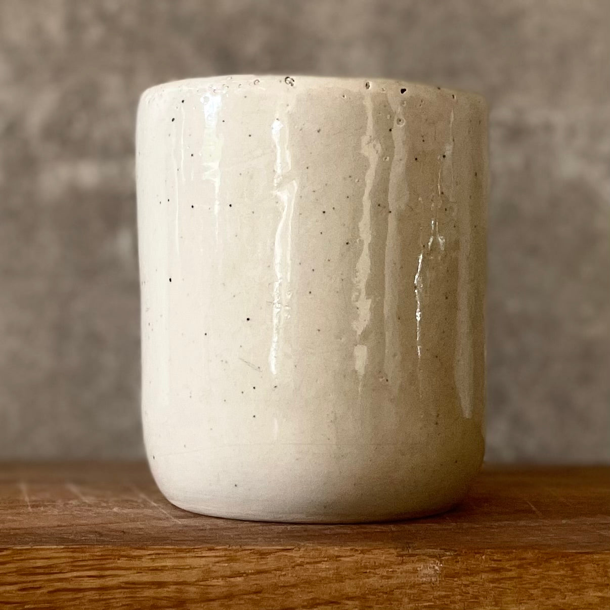 Speckled tumbler mug with saying about work