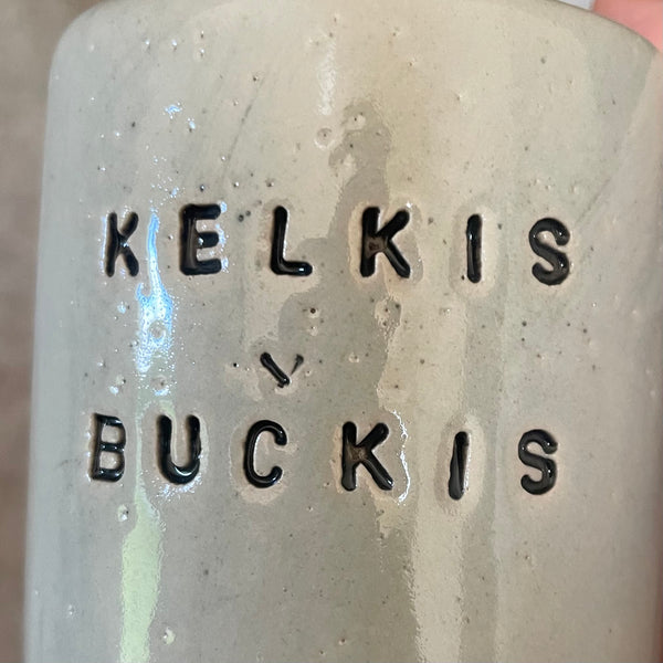Žydras puodelis "Kelkis, bučkis" 150 ml
