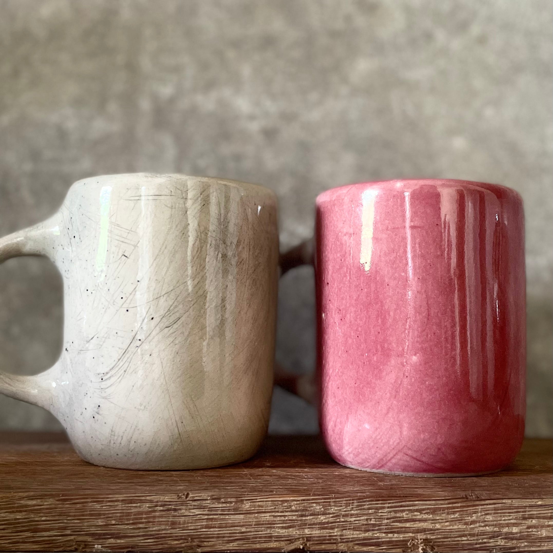 A pair of big ceramic mugs for work and fun