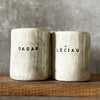 Off-white coffee mugs with words DABAR LĖČIAU