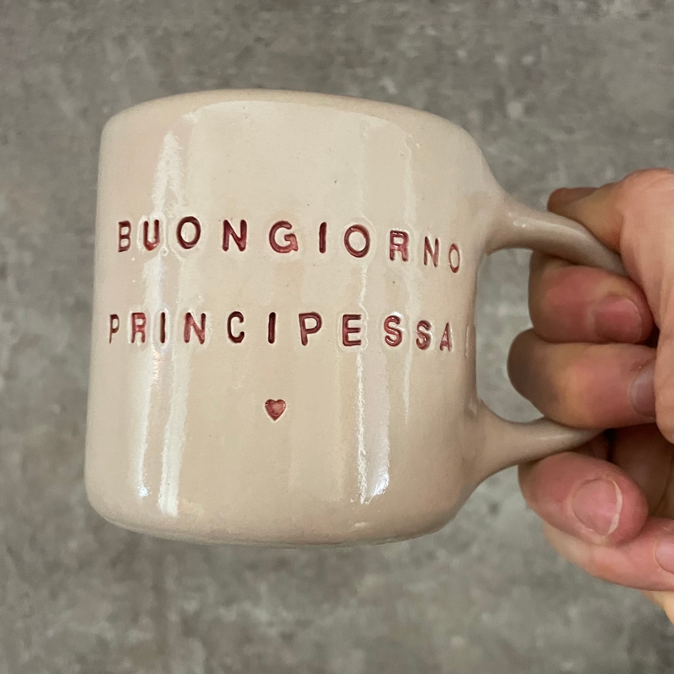 Pink handmade mug for her