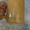 Yellow ceramic mug with quote by Vergil