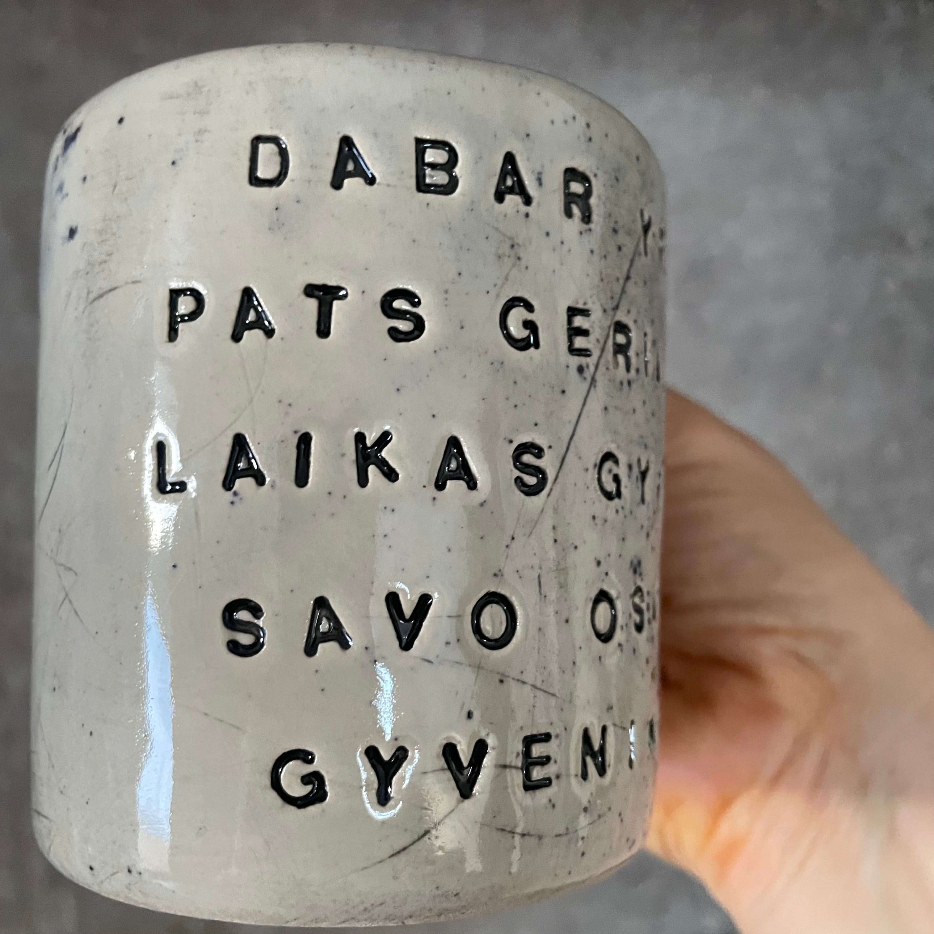 Ceramic mug about time and life