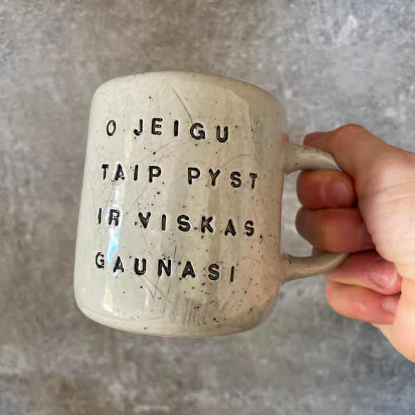 Speckled medium mug with words about hope