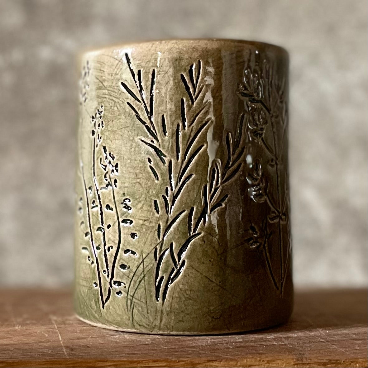 Green herbs mug