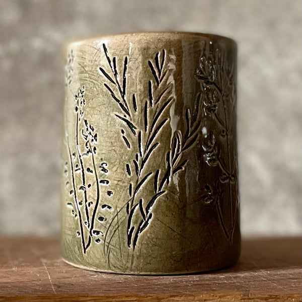 Green herbs mug