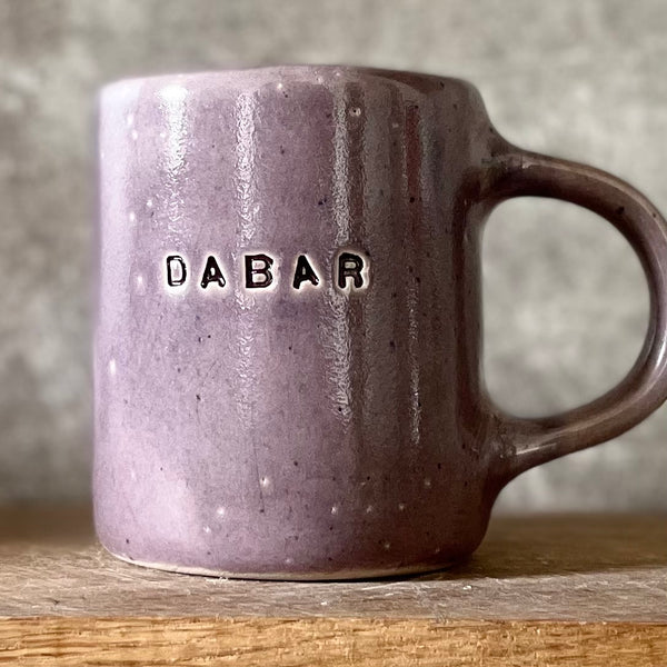 Purple ceramic mug "DABAR"