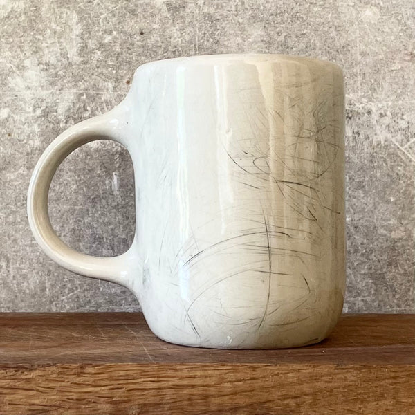 White big ceramic mug with words about work - twin