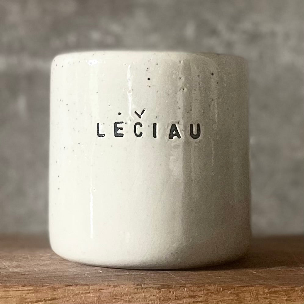Cozy mug with word LĖČIAU