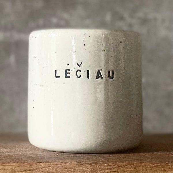 Cozy mug with word LĖČIAU