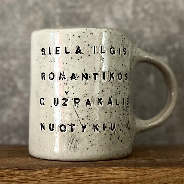 Speckled gray mug about nostalgy