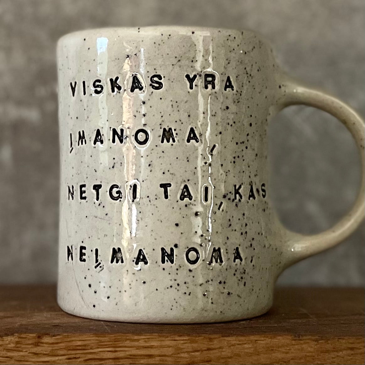 Handmade ceramic stoneware mug with quote by famous nanny