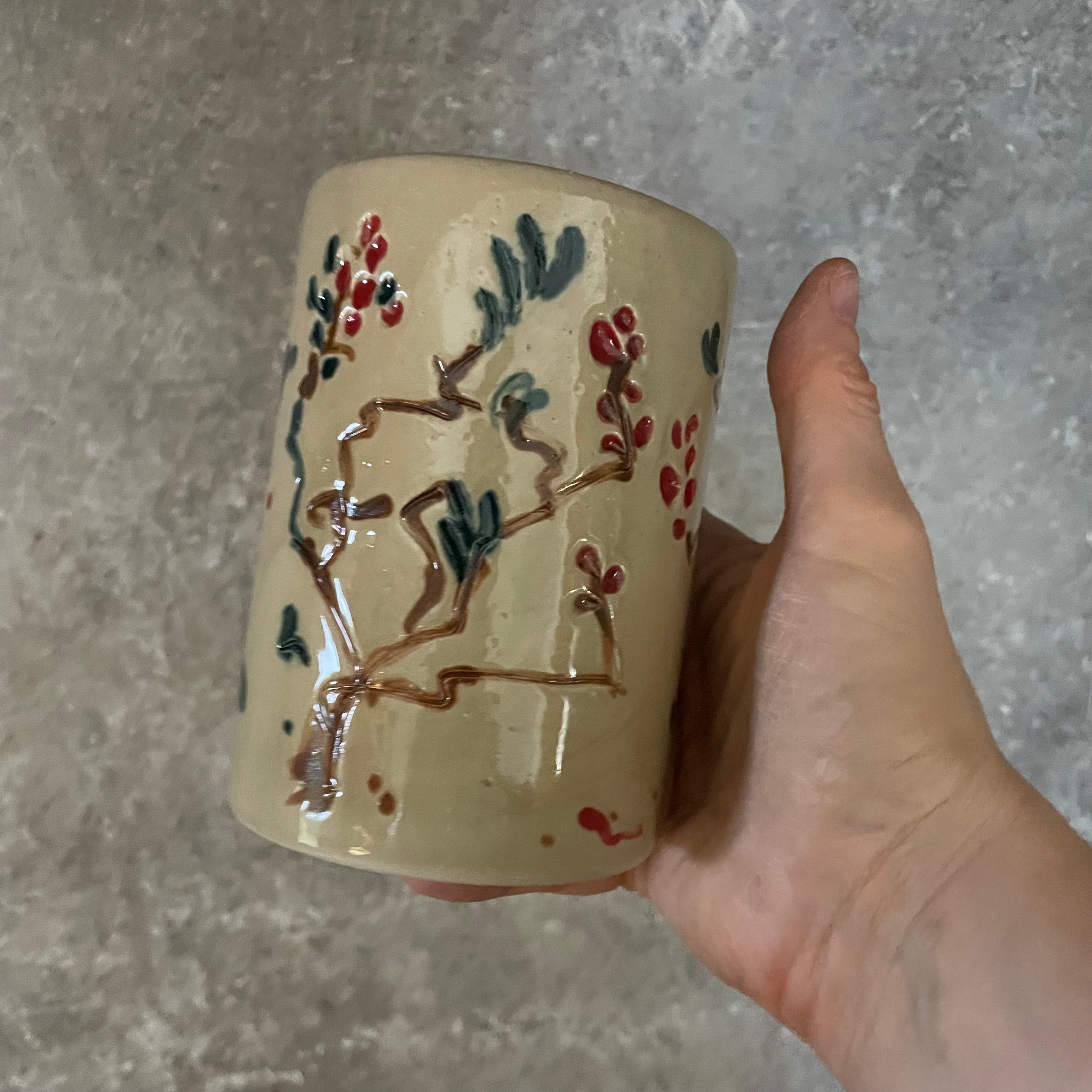 Big floral mug without handle