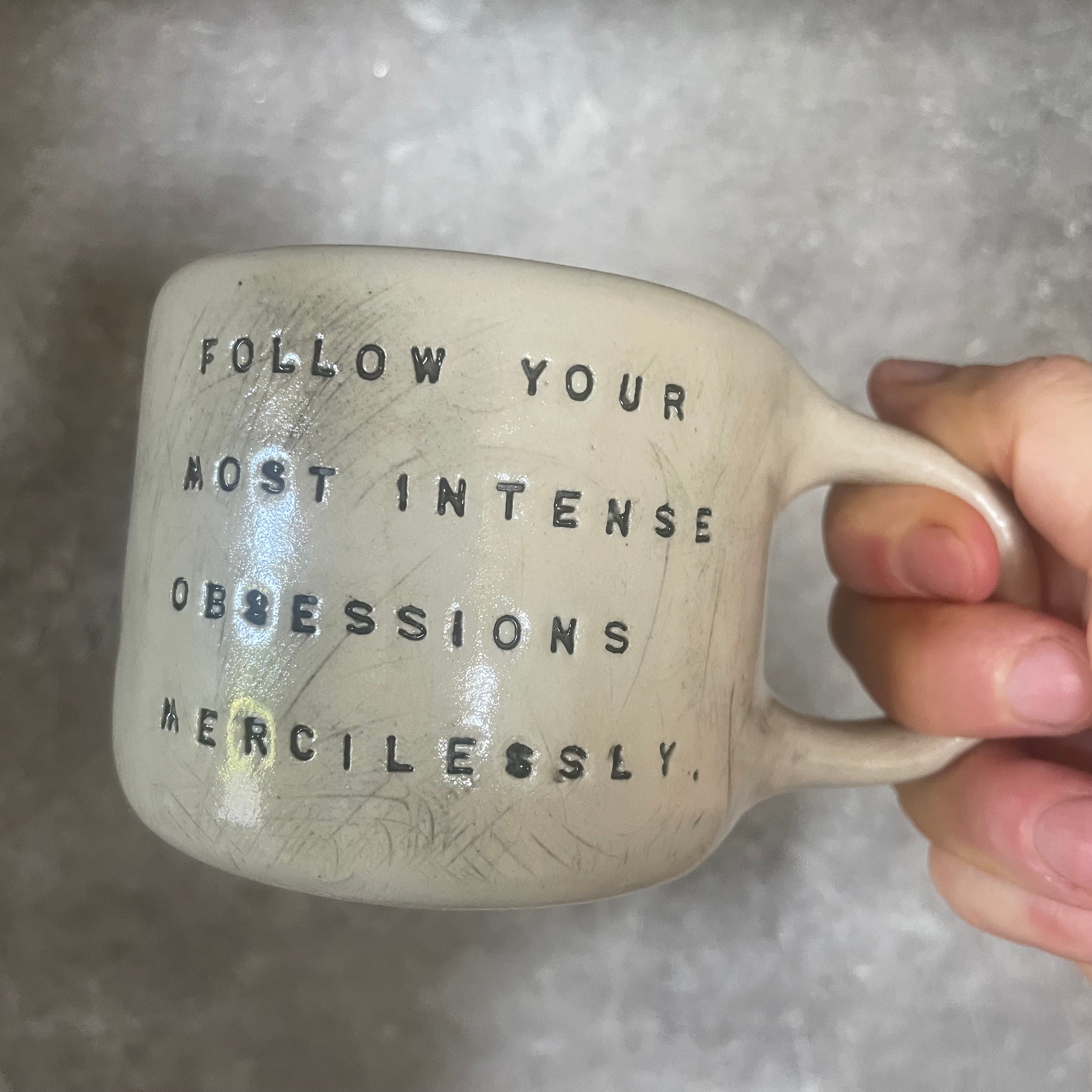 Ceramic coffee mug with quote by Kafka