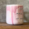 Light-berry-pink mug with words in Lithuanian